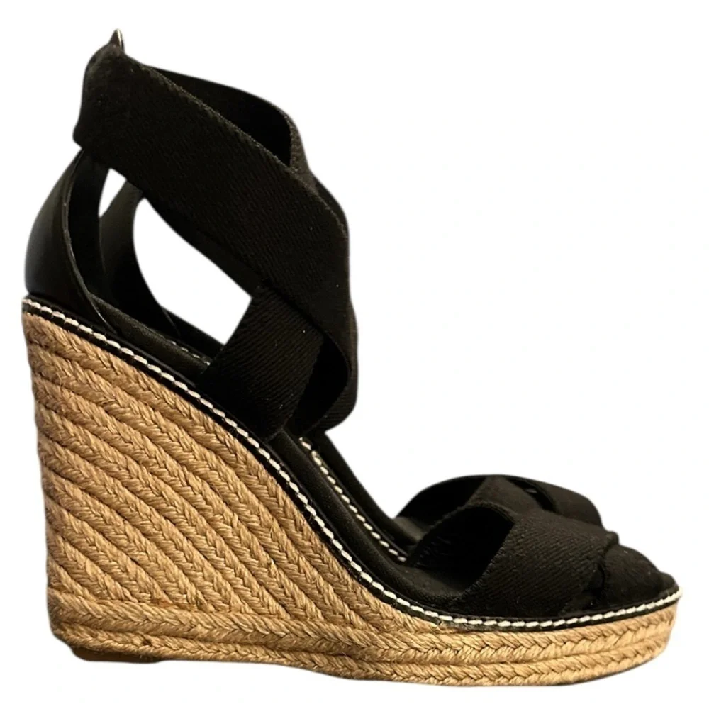Tory Burch Adonis Black Wedge Espradrille